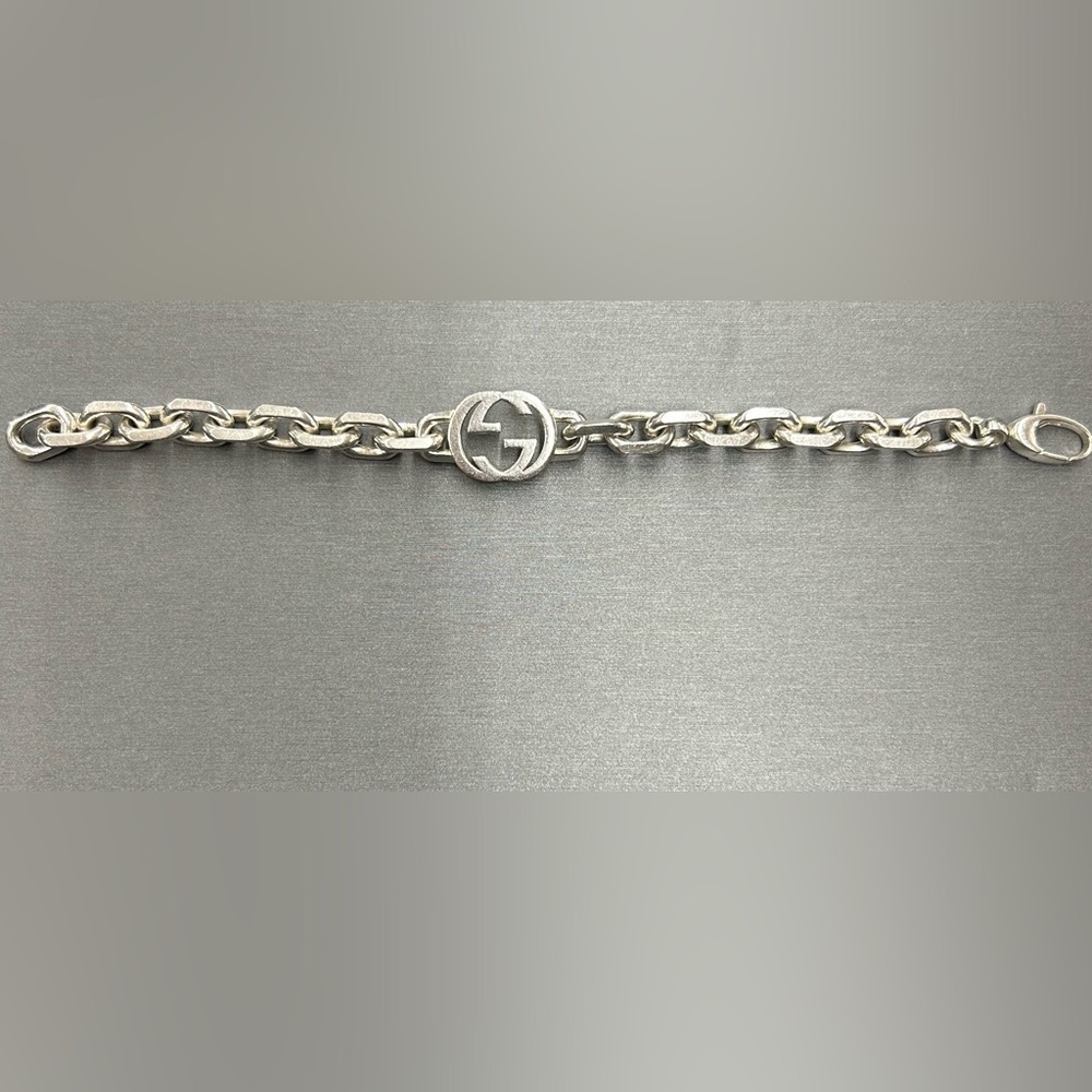 GUCCI INTERLOCKING G CHAIN BRACELET 925 STERLING SILVER MADE IN ITALY